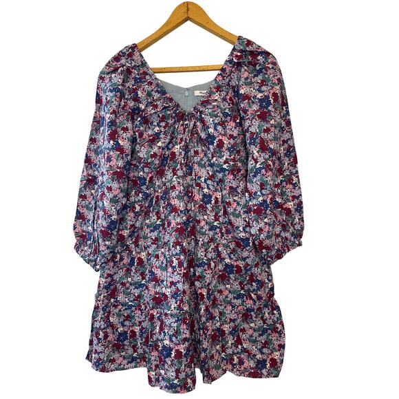 Madewell NWT Floral Boho Tiered Mini Dress Size 10 - Picture 1 of 10